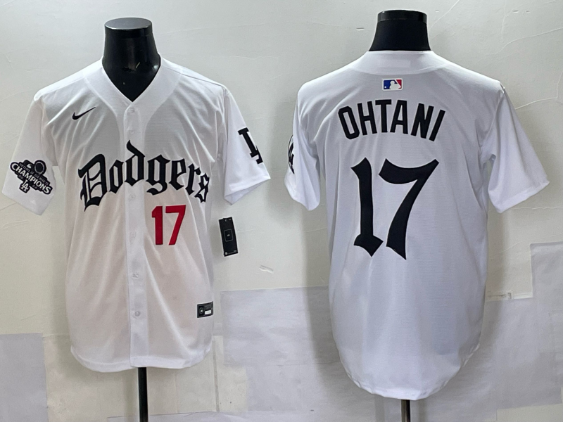 Men Los Angeles Dodgers 17 Ohtani white Nike 2025 MLB jersey 0010